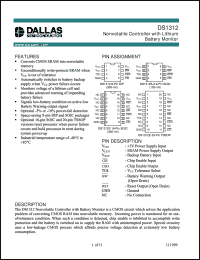 DS1312 datasheet: Nonvolatile Controller with Lithium Battery Monitor DS1312