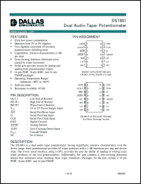 DS1801E-014/T&R datasheet: Dual Audio Taper Potentiometer DS1801E-014/T&R