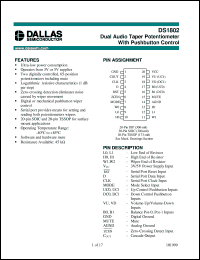 DS1802 datasheet: Dual Audio Taper Potentiometer with Pushbutton Control DS1802