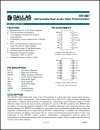 DS1807S datasheet: Addressable Dual Audio Taper Potentiometer DS1807S