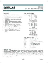 DS1832 datasheet: 3.3 Volt MicroMonitor Chip DS1832