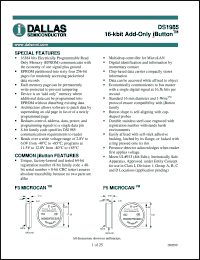 DS1985-F3 datasheet: 16 kbit Add-Only iButton DS1985-F3