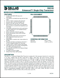 DS2152L datasheet: Enhanced T1 Single-Chip Transceiver DS2152L