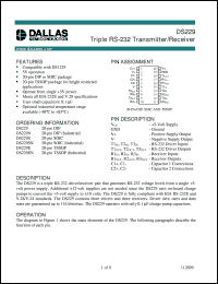 DS229S datasheet: Triple RS-232 Transmitter/Receiver DS229S