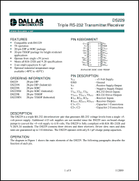 DS229S/T&R datasheet: Triple RS-232 Transmitter/Receiver DS229S/T&R