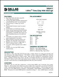 DS2417P/T&R datasheet: 1-Wire Time Chip With Interrupt DS2417P/T&R