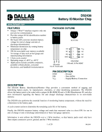 DS2436B datasheet: Battery ID/Monitor Chip DS2436B