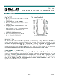 DS2108S datasheet: Differential SCSI Switchable Terminator DS2108S