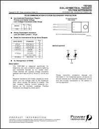 TISP1082 datasheet: Dual Asymmetrical Overvoltage TISP for SLIC Protection TISP1082