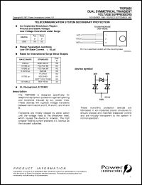TISP2082 datasheet: Symmetrical Overvoltage TISP for 3 Wire Battery Backed Ringer Protection TISP2082