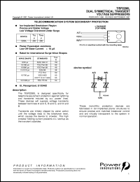 TISP2290L datasheet: Symmetrical Overvoltage TISP for 3 Wire Battery Backed Ringer Protection TISP2290L