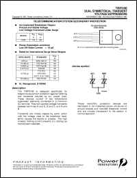 TISP3180 datasheet: Dual Symmetrical Overvoltage TISP for 3 Wire Ground Backed Ringer Protection TISP3180