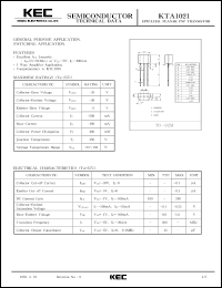 KTA1021 datasheet: PNP transistor for general purpose and switching applications KTA1021