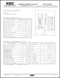 KTA1023 datasheet: PNP transistor for high voltage application KTA1023