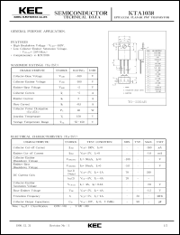 KTA1038 datasheet: PNP transistor forgeneral purpose application KTA1038