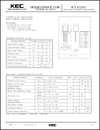 KTA1243 datasheet: PNP transistor for strobo flash applications and high current applications KTA1243