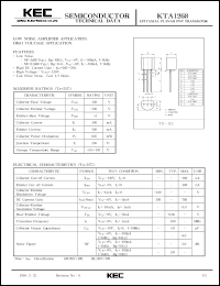 KTA1268 datasheet: PNP transistor for low noise amplifier applications and high voltage applications KTA1268