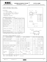 KTA1666 datasheet: PNP transistor for power amplifier and power switching applications KTA1666