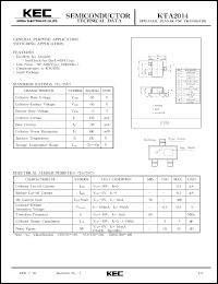 KTA2014 datasheet: PNP transistor for general purpose and switching applications KTA2014