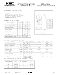 KTA2400 datasheet: PNP transistor for differential amplifier applications KTA2400