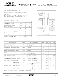 KTB631K datasheet: PNP transistor for low frequency power amplifier medium speed switching applications KTB631K