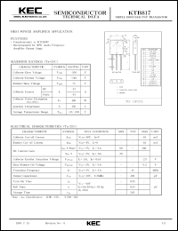 KTB817 datasheet: PNP transistor for high power amplifier applications KTB817